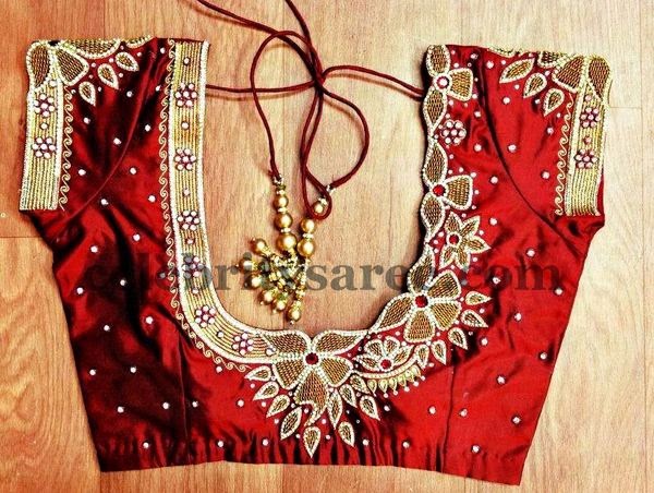 Simple Blouses With Peacock Work Saree Blouse Patterns