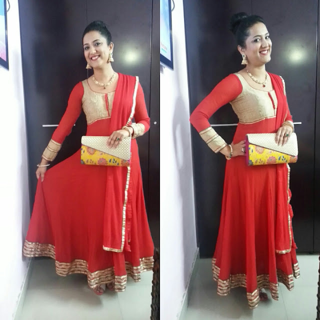 Design your own indian outfit Red floor length anarkali suit