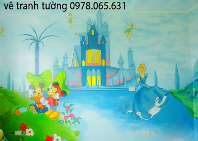 vẽ tranh tường cho bé vẽ tranh tường công chúa cổ tích cho bé