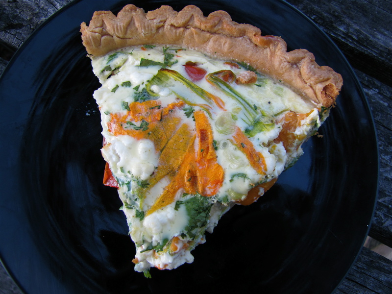 Albion Cooks Squash Blossom, Roasted Tomato & Cilantro Quiche