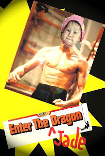 Bruce Lee image and cropped marquee lettering from Enter the Dragon, 1973, Warner Bros, Fair Use; composite with JadeDragon avatar by Vic Dillinger, 2015 "Enter the Jade Dragon"