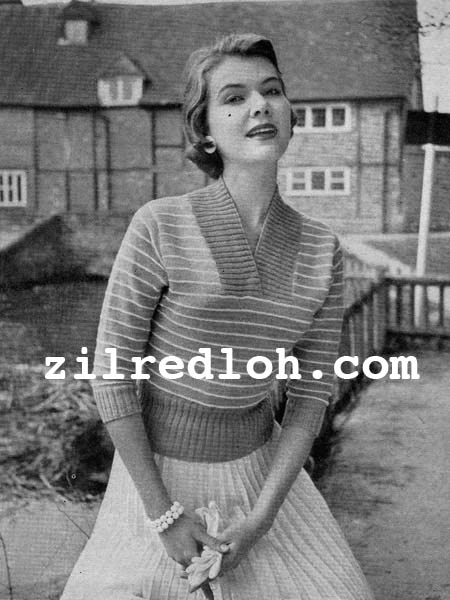 The Vintage Pattern Files: 1950s Knitting - Striped Jumper