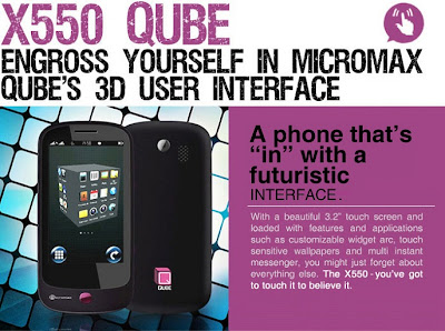 Dual SIM Touchscreen Phone Micromax QUBE X550