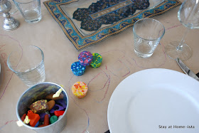crayons and craft paper for easy table decor, fun for kids and adults!