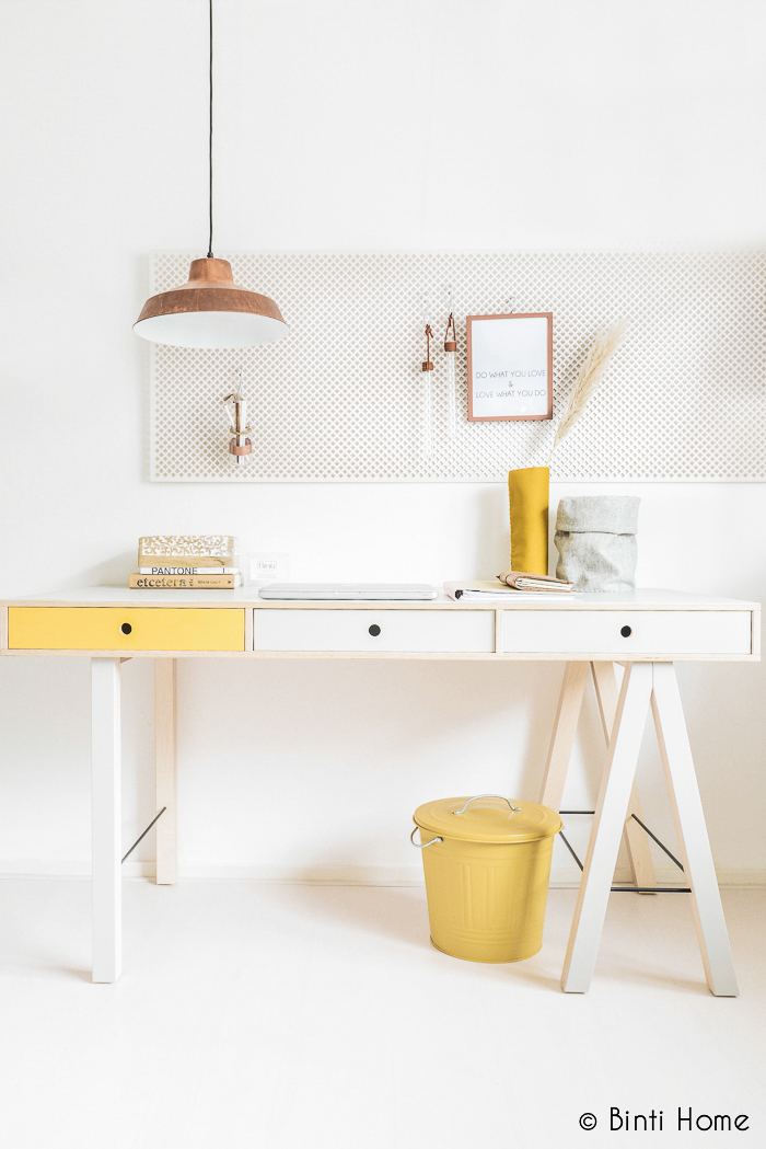 House Doctor mix desk restyling grey and yellow