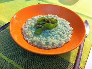 risotto con crema di trombette e melanzane profumato alla menta