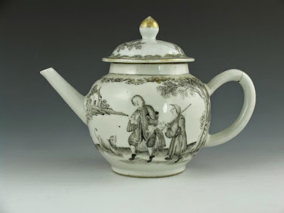 18th C. China Trade En Grisaille Tea Pot China trade teapot 18th C
