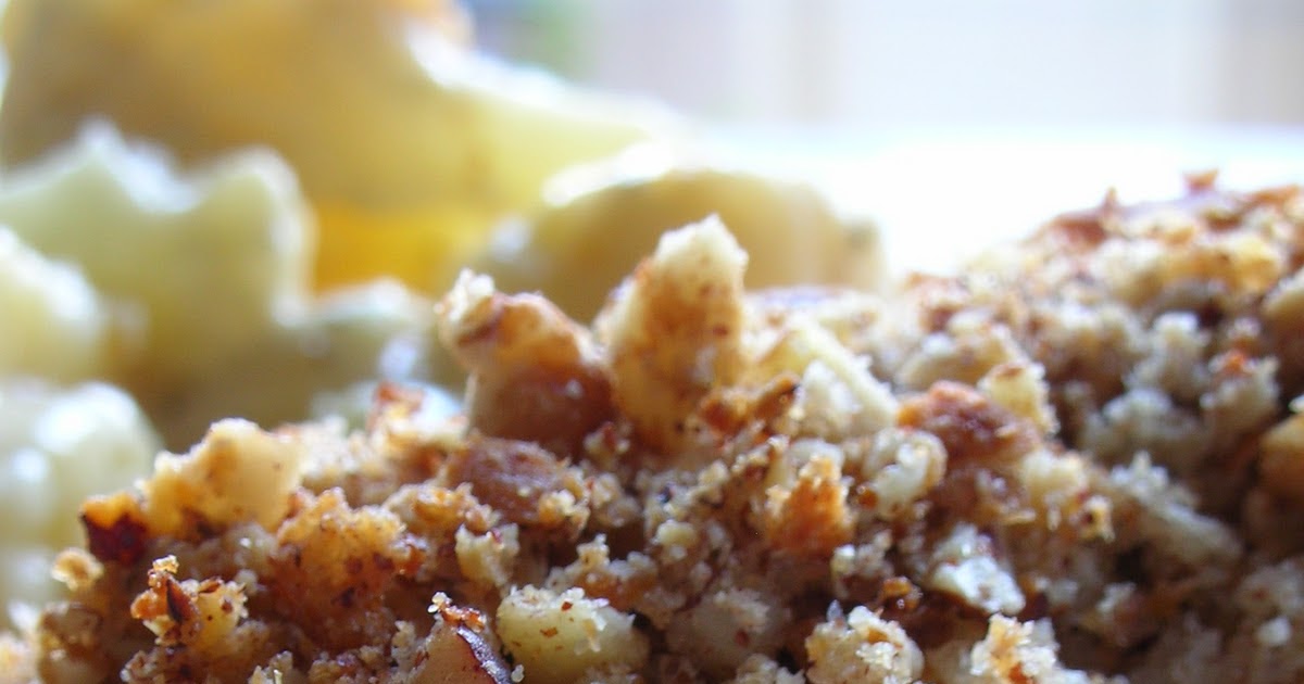 Basil Pecan Crusted Halibut with Cauliflower au Gratin