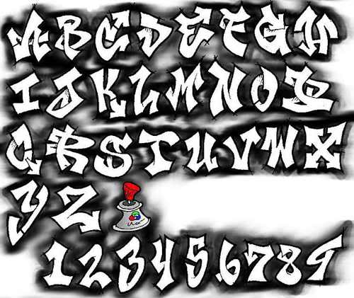 Black Graffiti Letters AZ with Number Graffiti Letters AZ
