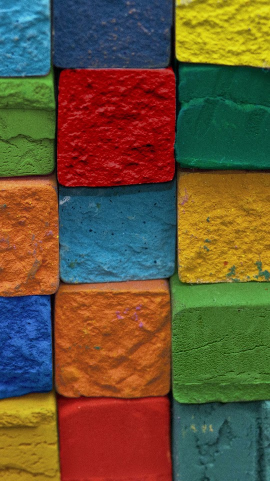 Colorful Brick Wall Green Blue Red Android Wallpaper