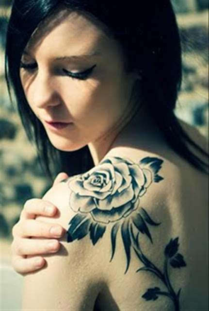 rose tattoos for girls on shoulder. Shoulder Black Rose Tattoo