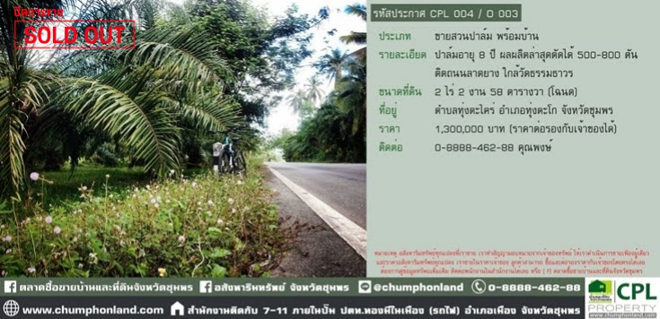 รหัสประกาศ CPL 004 / O 003