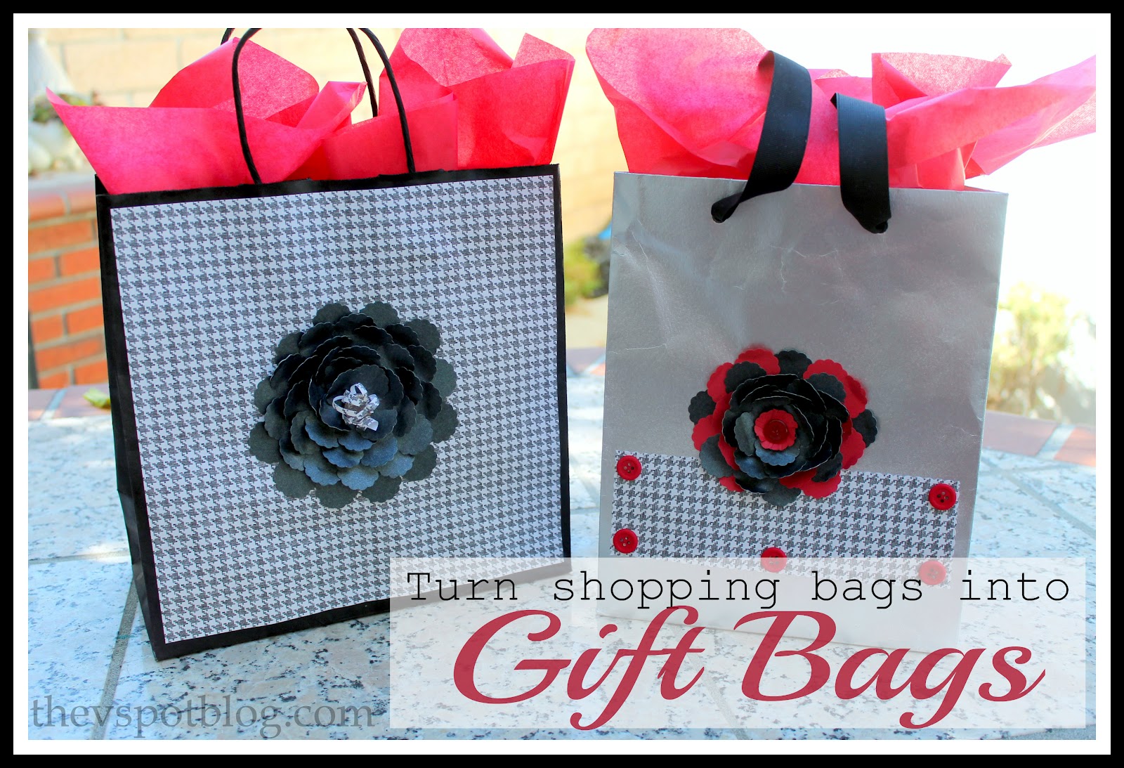 Turn old shopping bags into gift bags. A paper craft DIY. The V Spot