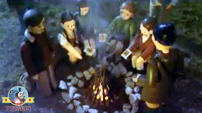 Peter Sam Thomas the tank engine magic train lamp hot bonfire night at the children scout camp site