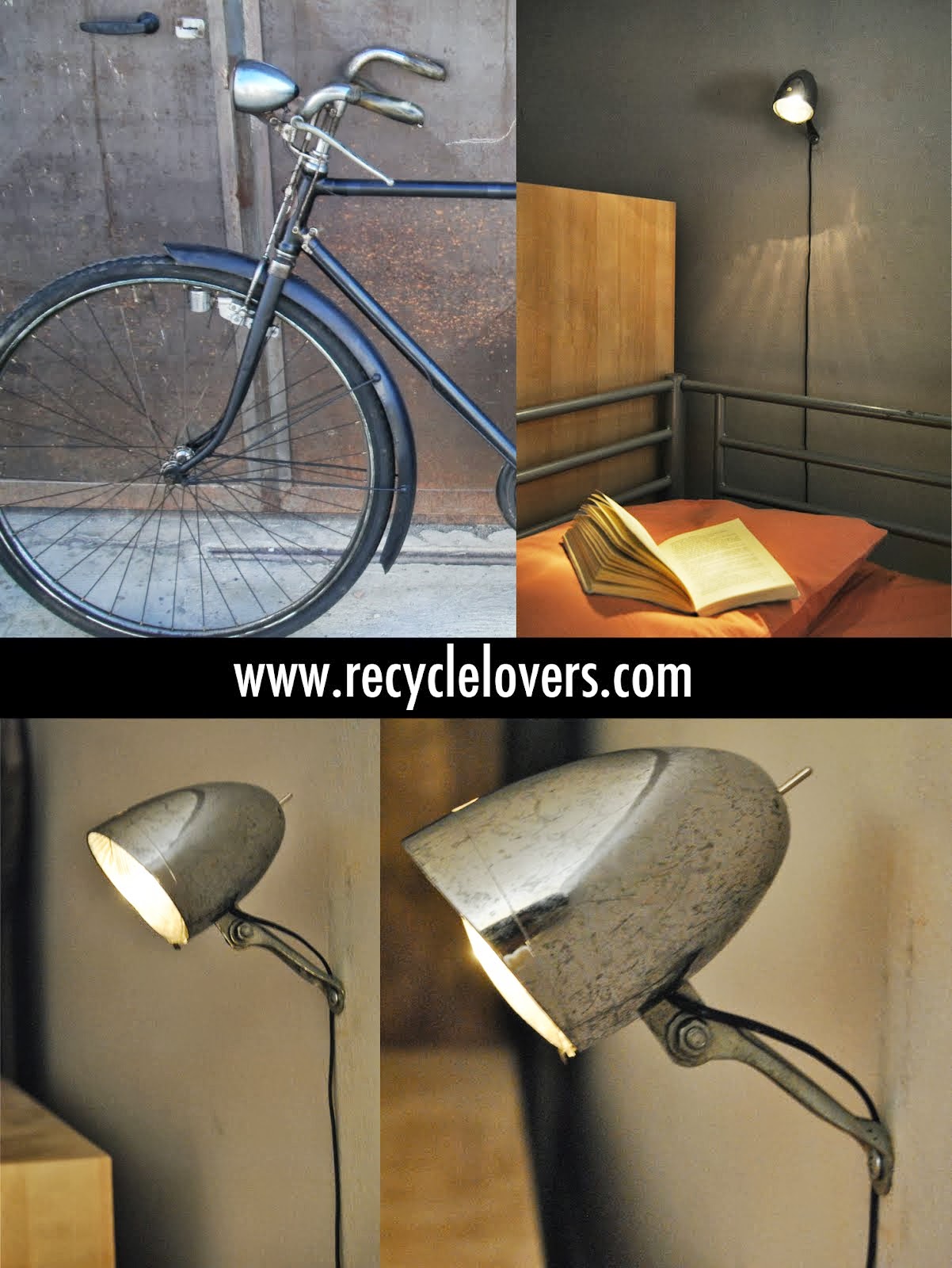 Recycle vintage bike light bedside lamp Recycle Lovers