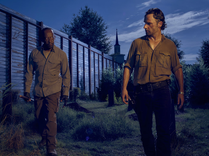 Lennie James como Morgan e Andrew Lincoln como Rick Grimes – The Walking Dead _ temporada 6, Gallery – Photo Credit: Frank Ockenfels 3/AMC