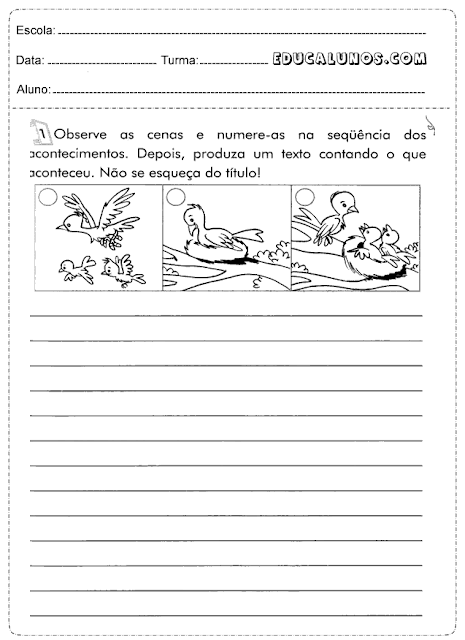 Observe as cenas e numere-as na sequência dos acontecimentos