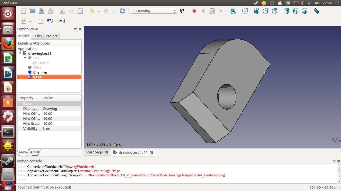 Cartoon Freecad Sketch Draw Line with simple drawing