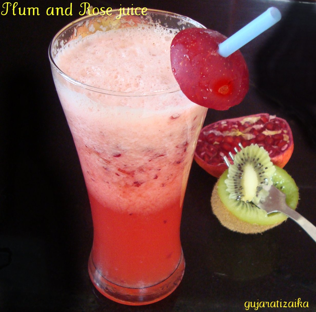 Gujarati Zaika Fresh Plum and Rose juice Healthy and fresh breakfast