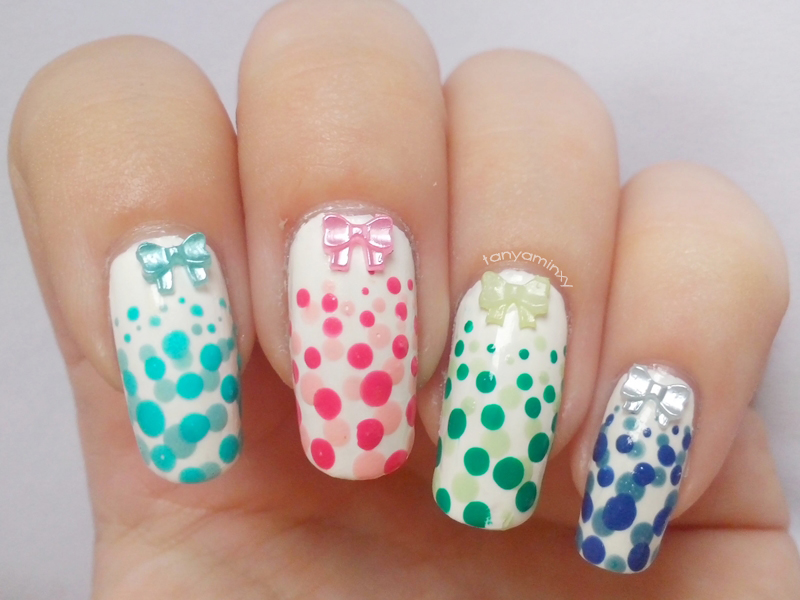 Colorful Bows & Dots Nails