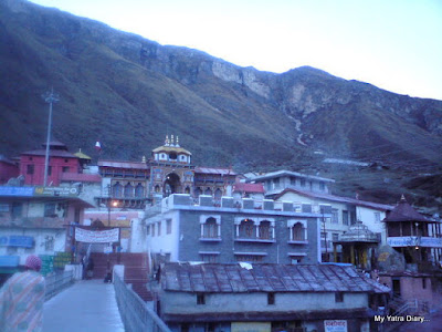 The divine sight of the Badrinath Temple in the morning in the Garhwal mountains of Uttarakhand