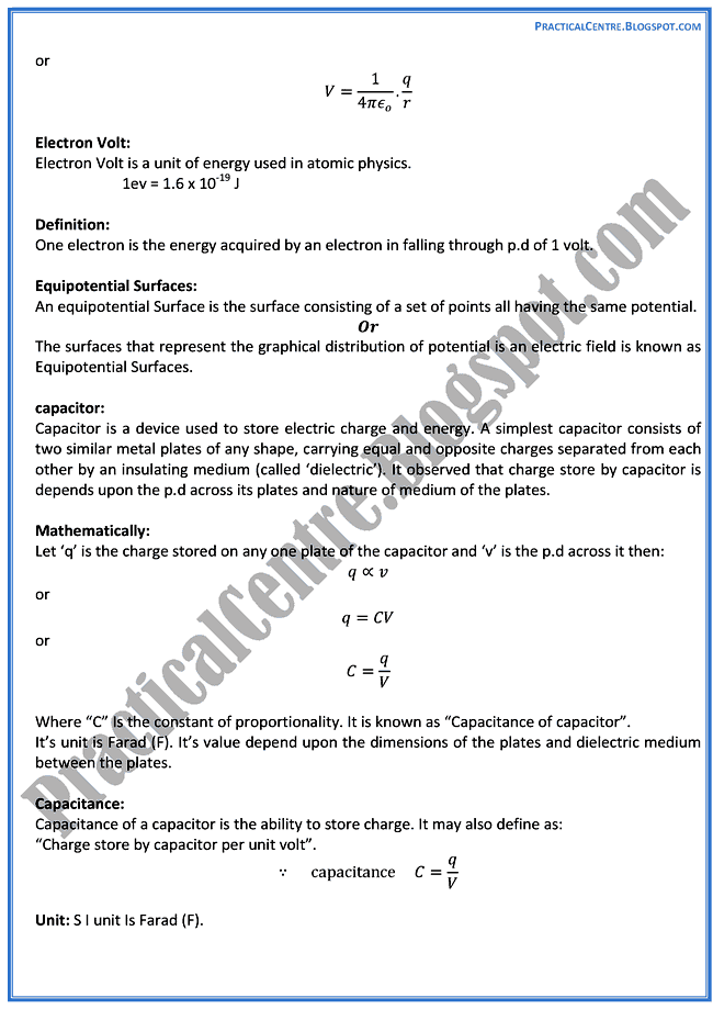 electrostatics-theory-notes-physics-12th