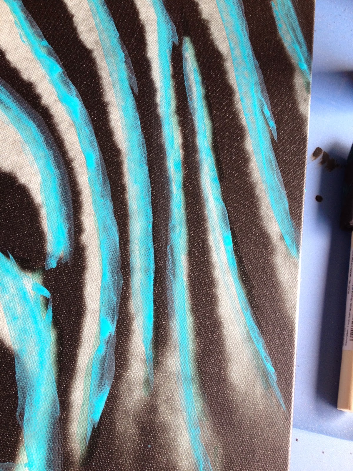 Refinish Refurnish Ikea PJÄTTERYD zebra canvas gets teal highlights