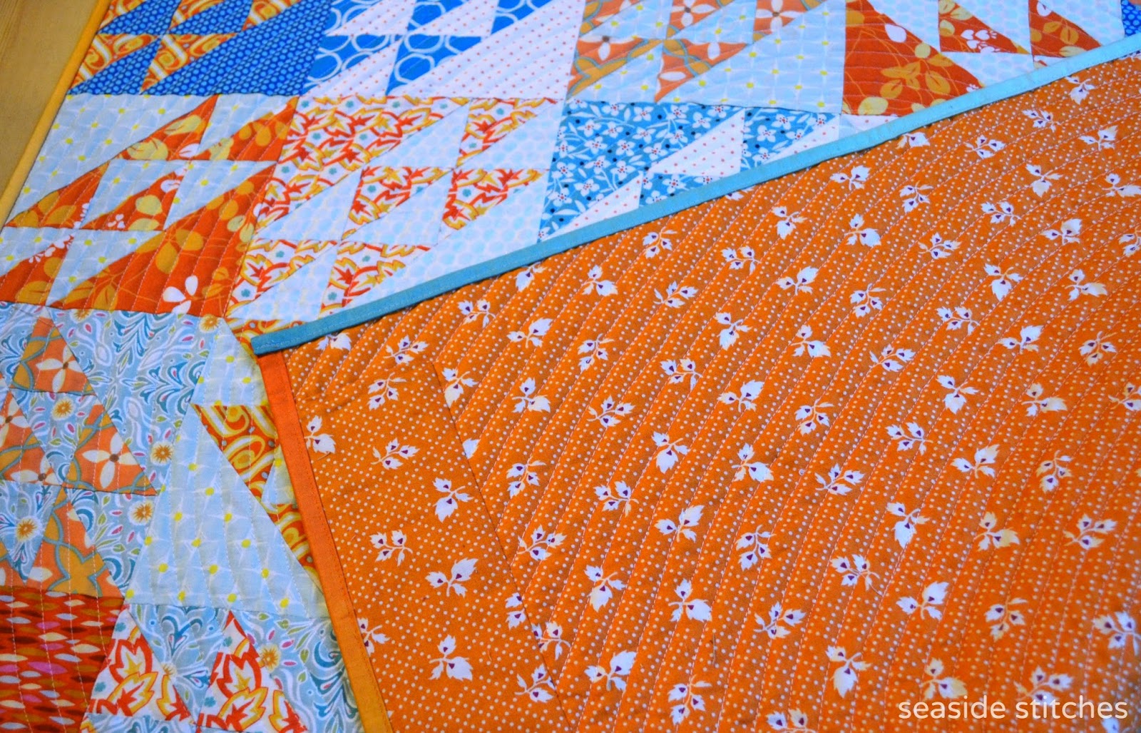 Seaside Stitches Bloggers' Quilt Festival Tangerine and Teal