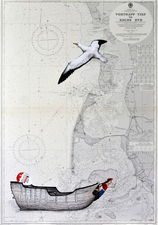 Seascape 14, 2010. Navigation map, acrylic on canvas, 100 x 70 cm