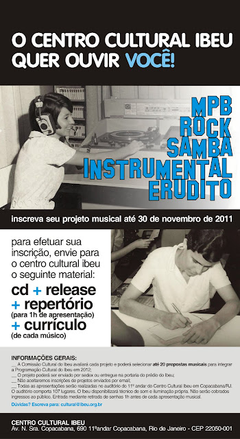 EDITAL Programacao Cultural Ibeu 2012 Programação Musical 2012 - Inscrições Abertas