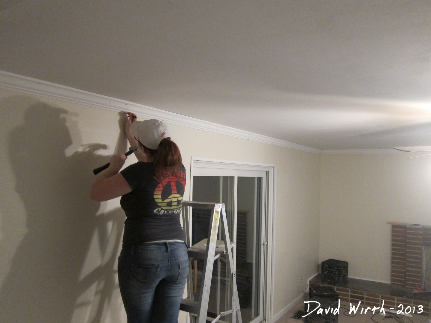 Family Room Drywall Trim Crown Molding and Paint