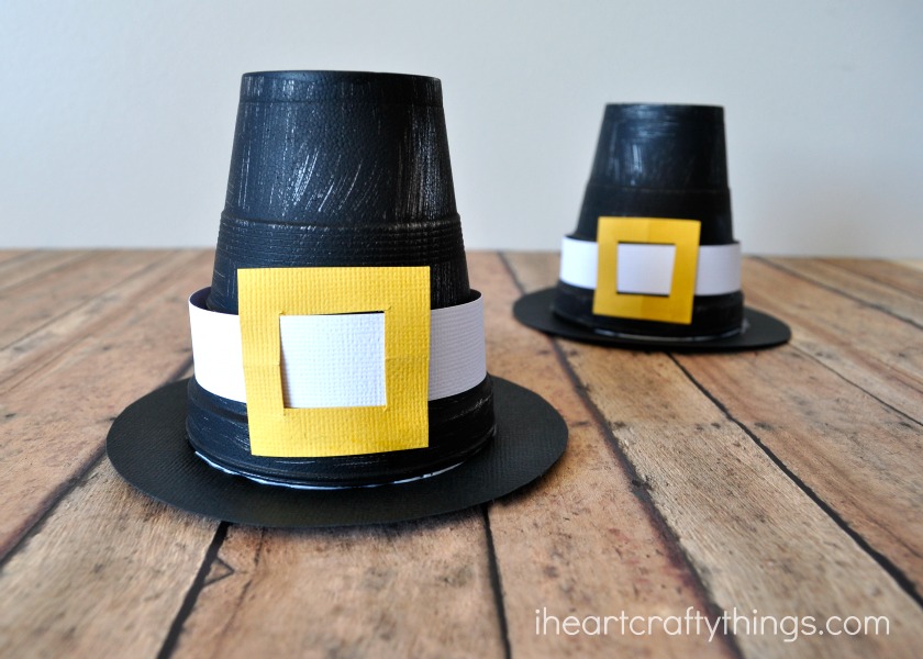 Styrofoam Cup Pilgrim Hat Kid Craft
