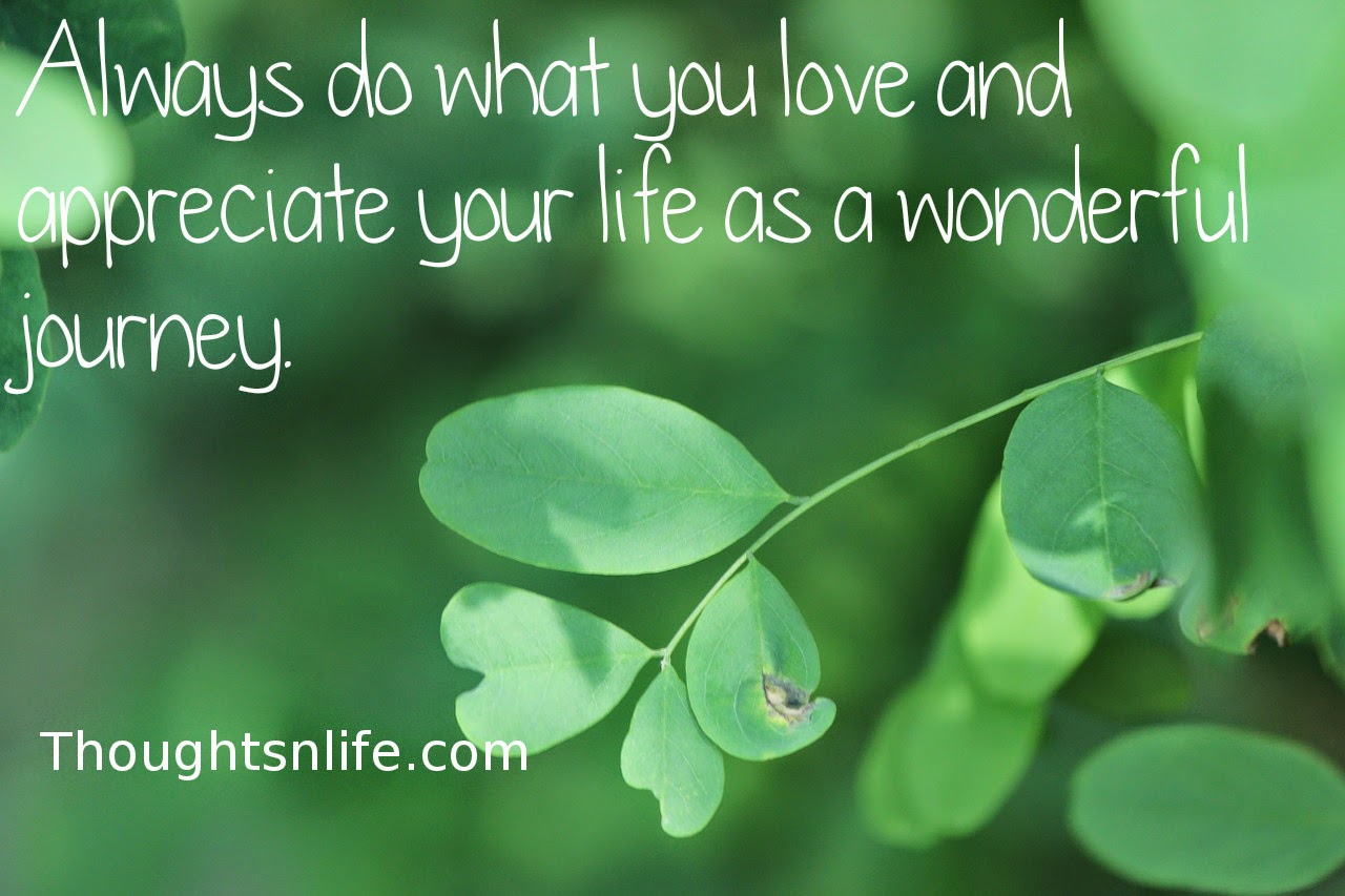 Thoughtsnlife.com: Always do what you love and appreciate your life as a wonderful journey.
