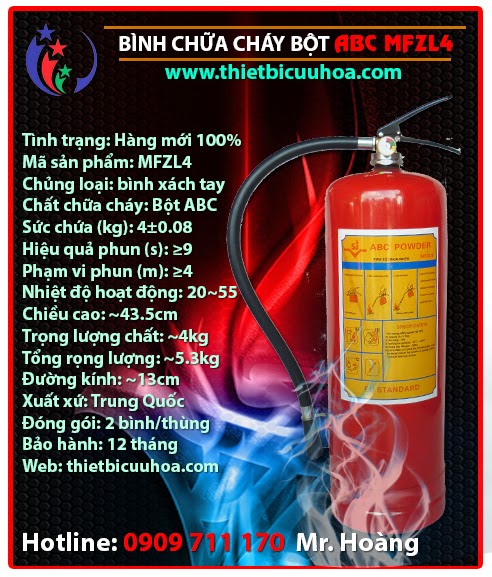 bình cứu hỏa bột abc 4kg mfzl4 bình cứu hỏa bột abc 4kg mfzl4