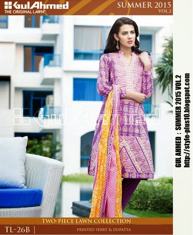 Design No TL-26B From Gul Ahmed Two Piece Lawn Collection Vol. 2 2015 TL-26B-gul-ahmed-summer-2015-volume-2