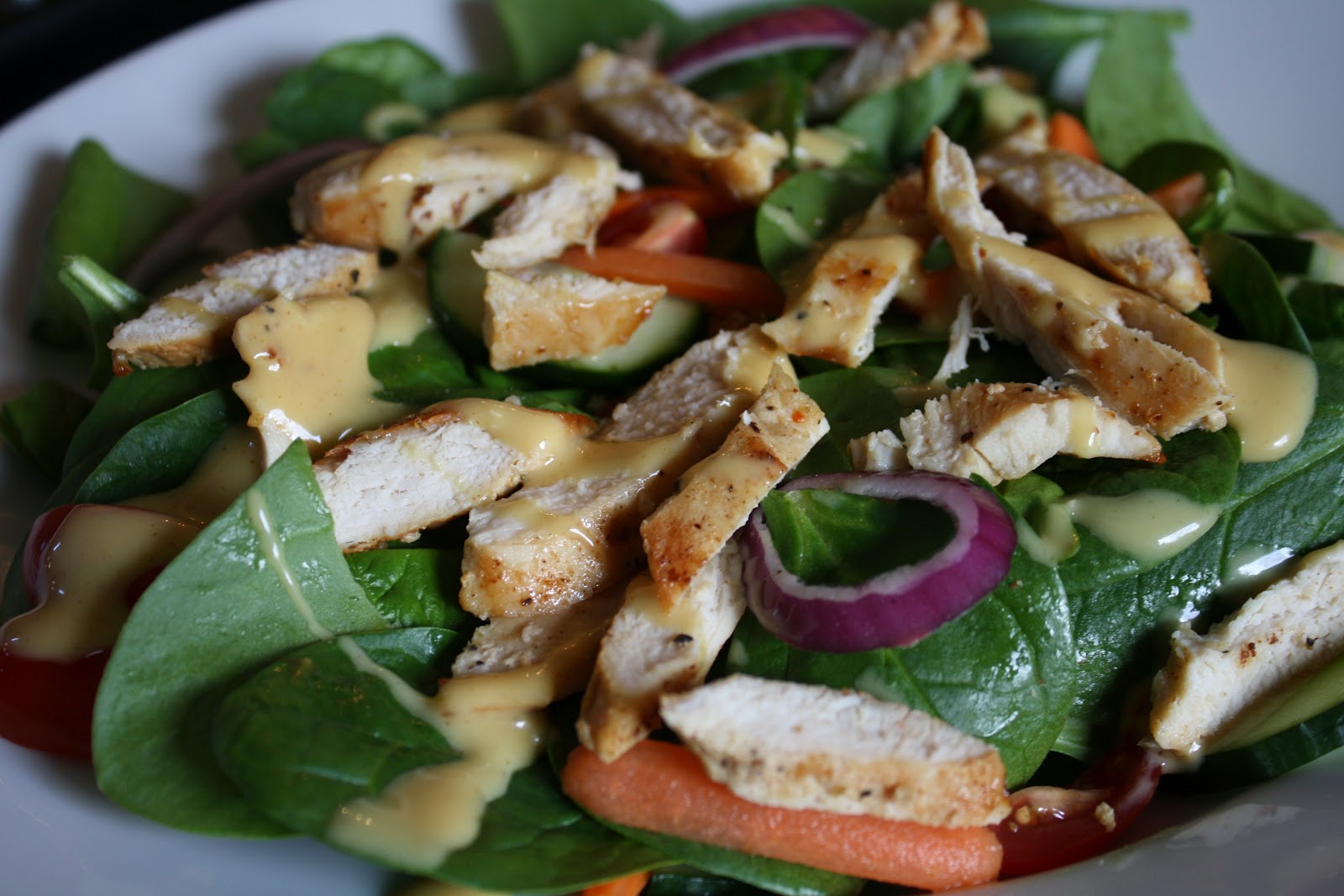 Lauren's Menu Honey Mustard Spinach Salad with Chicken