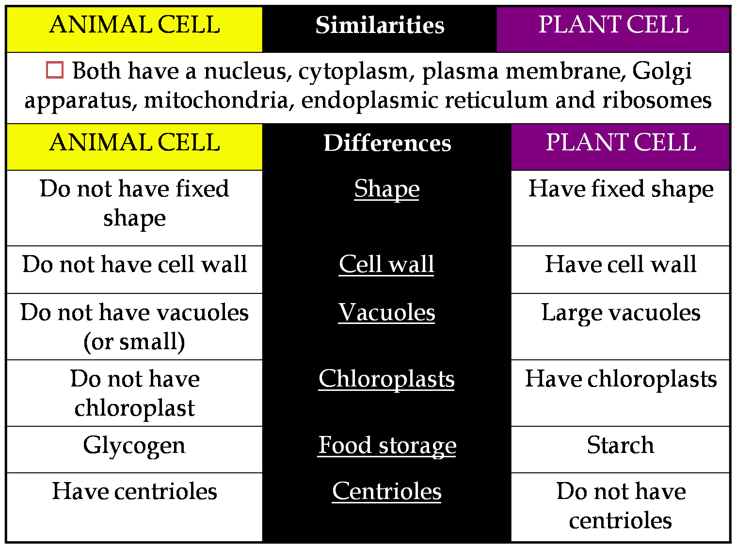 BIOLOGY IS FUN: COMPARISON BETWEEN ANIMAL CELL AND PLANT CELL