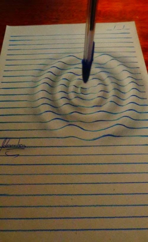 As impressionantes ilustrações com ilusão de ótica 3D de João A. Carvalho João A. Carvalho ilustrações ilusão de ótica 3D nas linhas do caderno