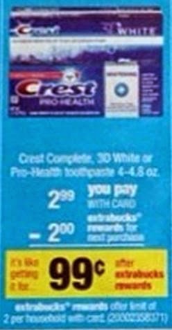 CVS Crest ProHealth Deal 49 cents week of 6 1