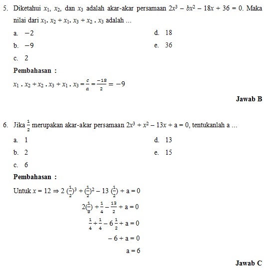 4 Soal Matematika Soal Suku Banyak Dengan Pembahasan