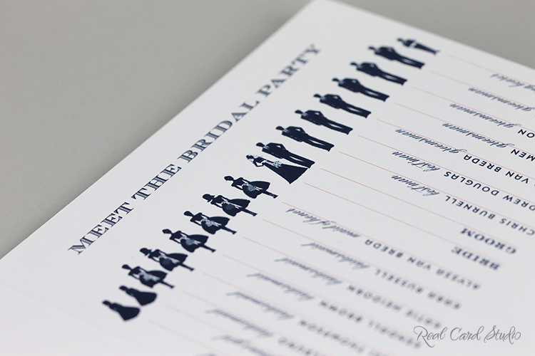 Silhouette wedding party program by Real Card Studio Silhouette wedding party program by Real Card Studio