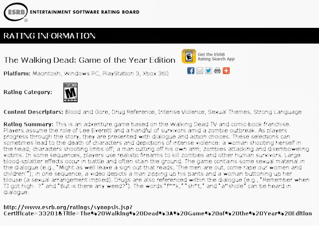 The Walking Dead: Game of the Year Edition (Multi) recebe classificação da ESRB Esrbtwd