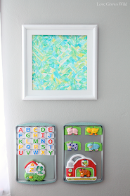 Modern Watercolor Art with Baking Sheet Magnet Boards