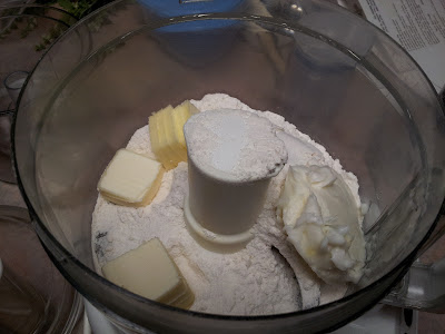 Cold butter and shortening cut into pie crust