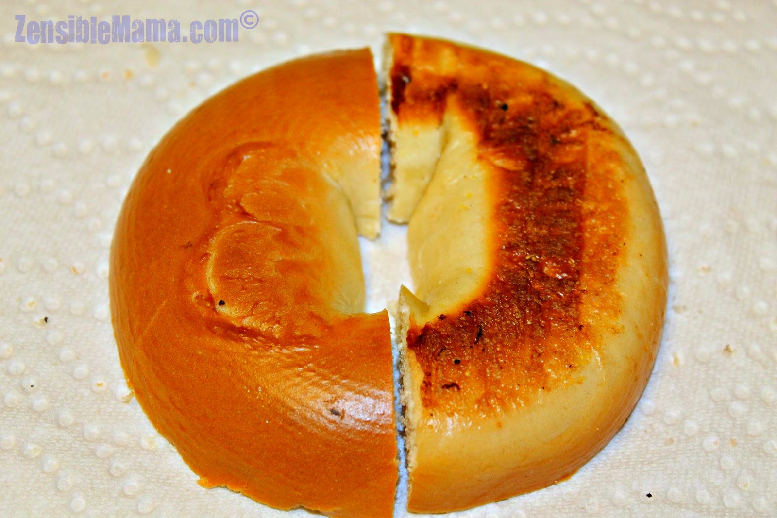 Zensible Mama How to Cut Bagel Fair and Square or Round