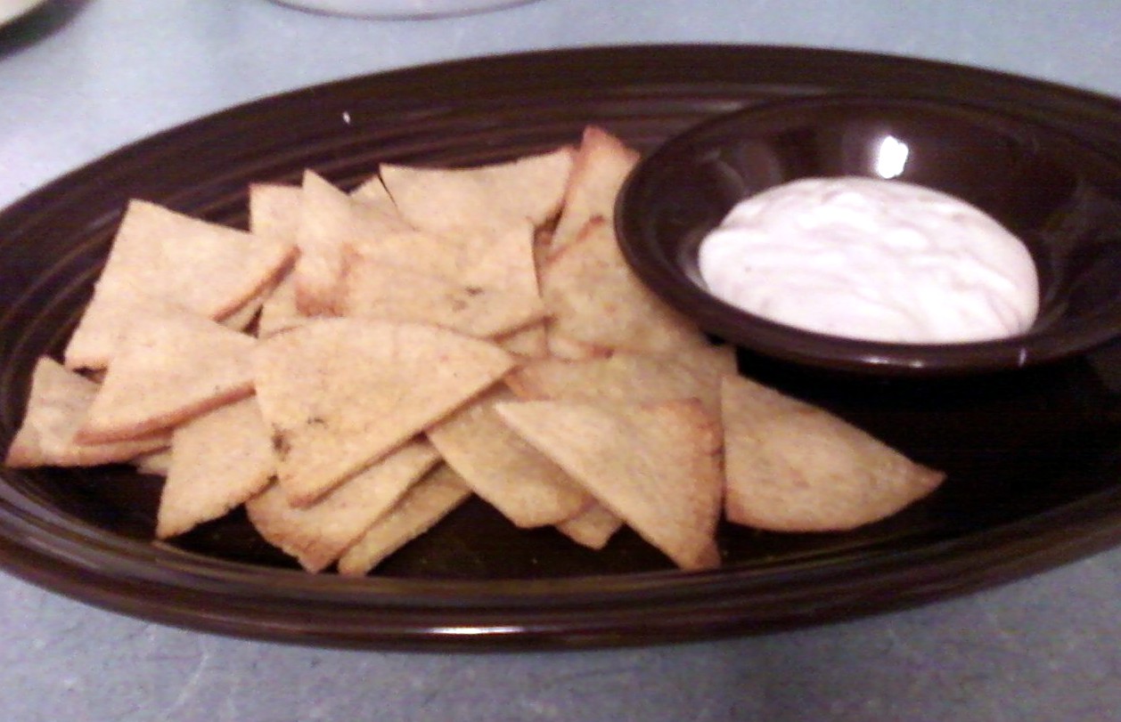 Kissing the Cook Buffalo Tortilla Chips with Blue Cheese Dressing