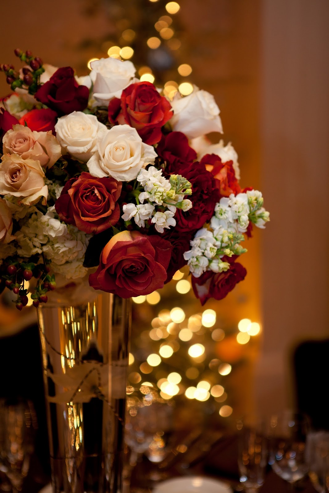Romantic Red Rose Wedding Flowers