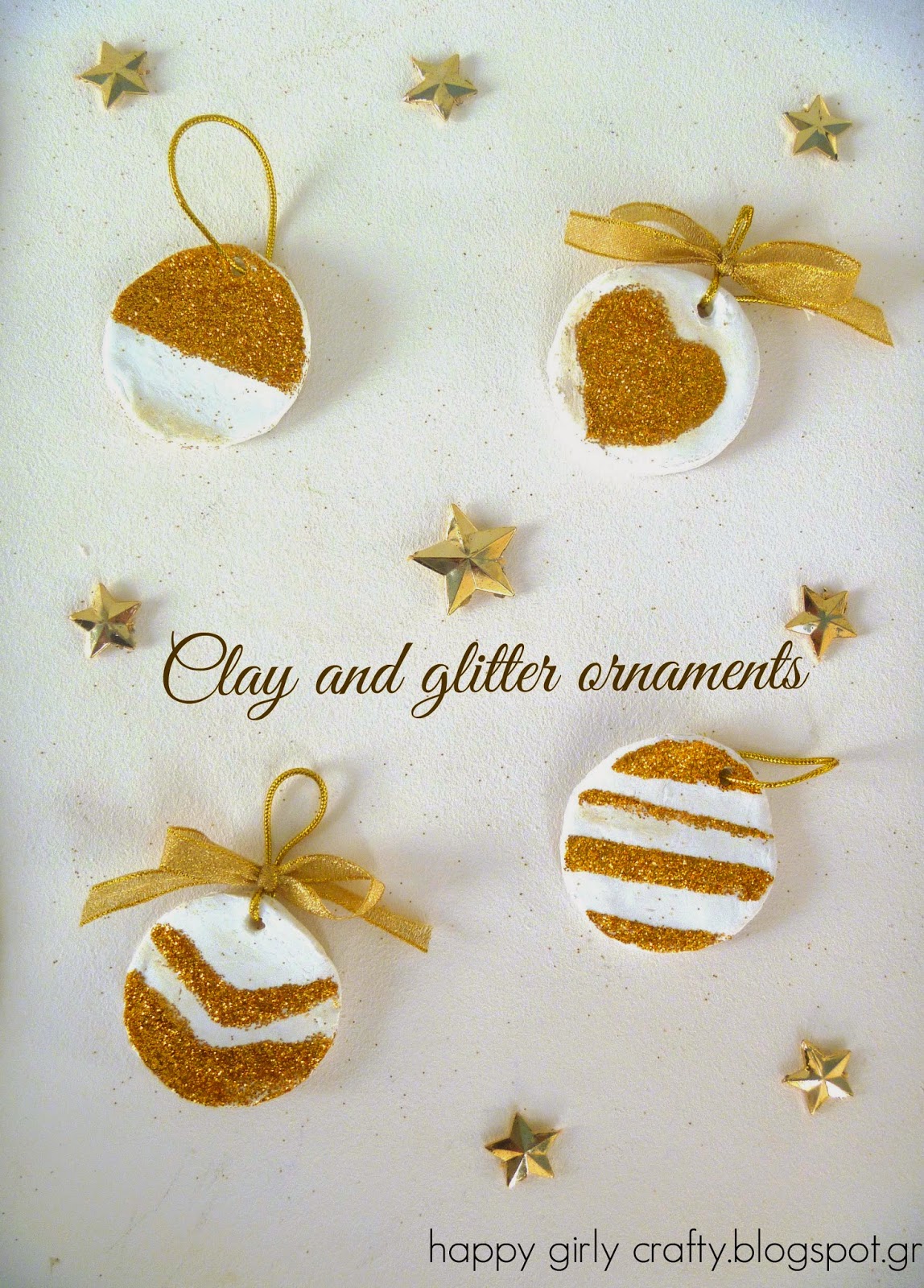happy girly crafty Clay and glitter Christmas ornaments! / Φτιάξτε