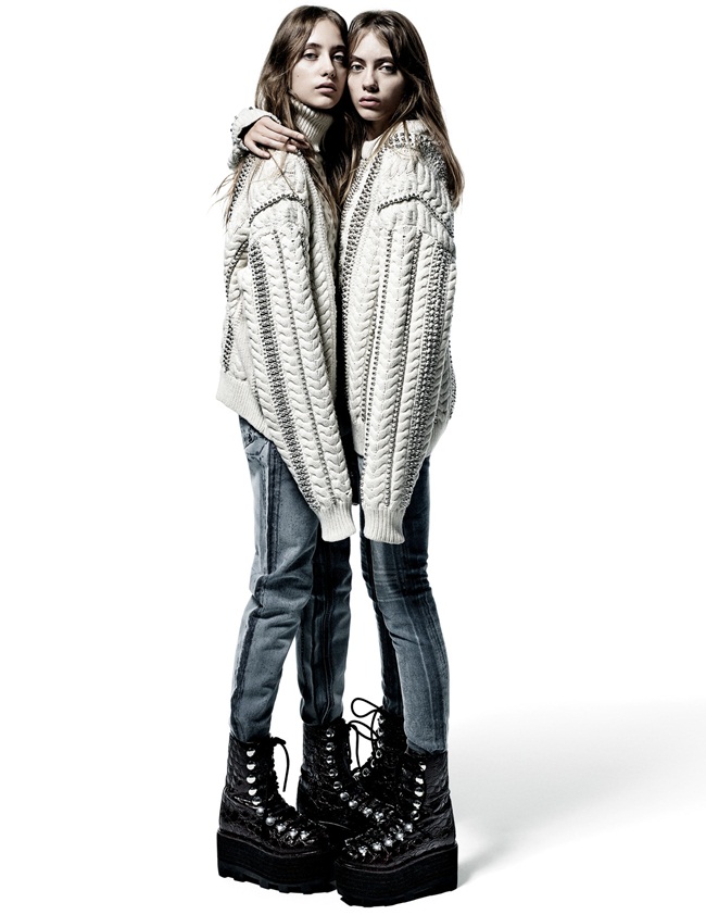 Alexander Wang 2015 AW White Beaded Cable-Knit Sweater Editorials