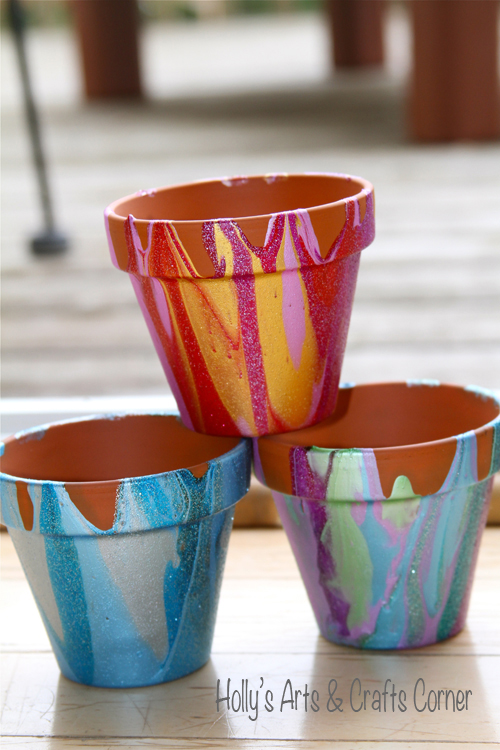 Holly's Arts and Crafts Corner Craft Project Pour Paint Flower Pots